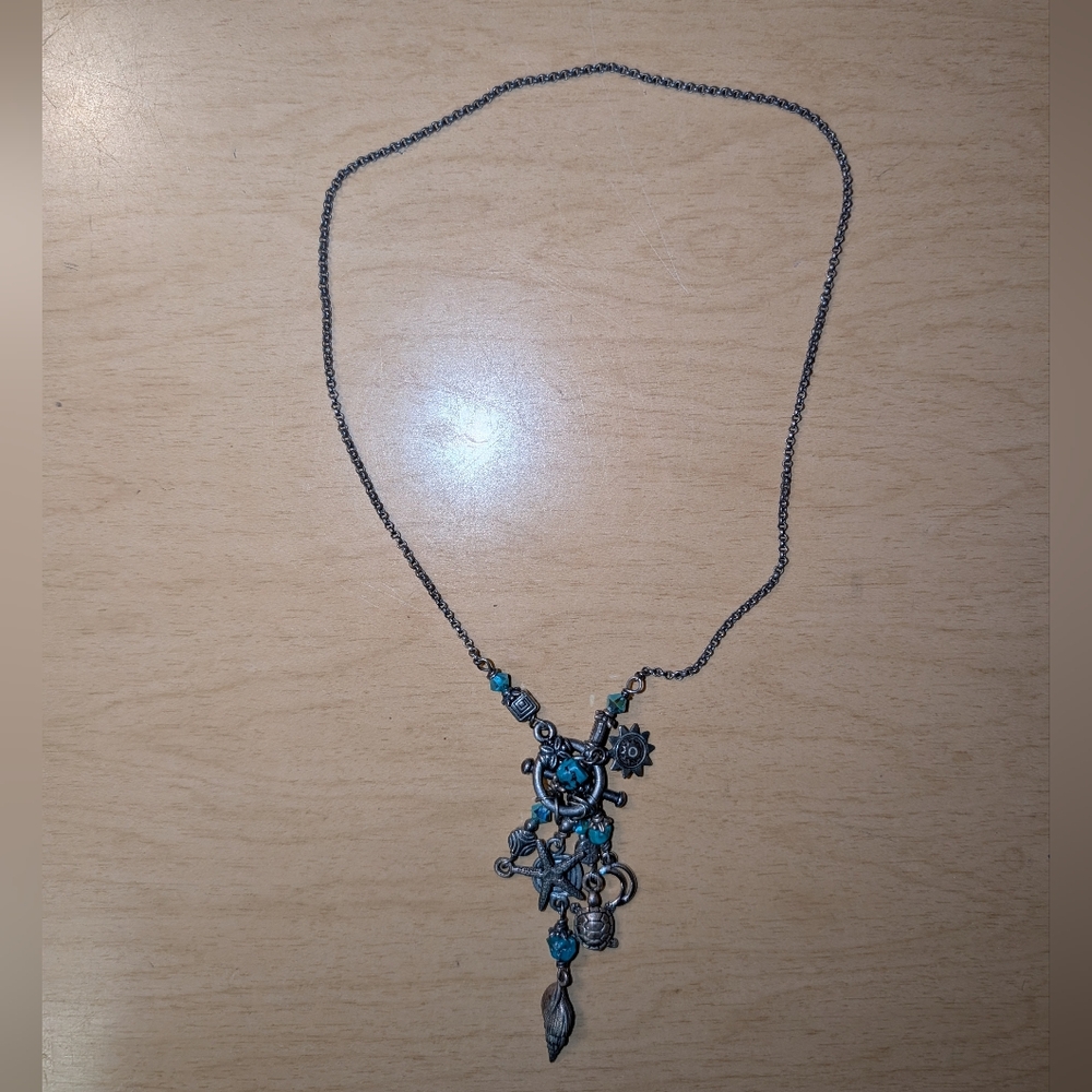 Silver and Blue Pendant Necklace
